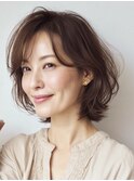 大人ショート　白髪ぼかし　脱白髪染めハイライト40代50代60代