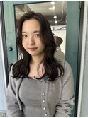 ロングレイヤー/前髪長め/前髪かきあげ