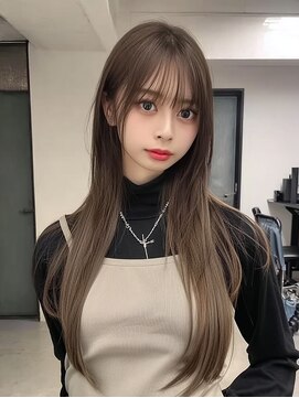サロンドアイ(salon de i) 韓国風ストレートレイヤー × ベージュブラウン