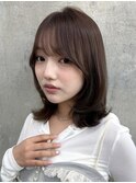美髪くびレイヤーミディアムシースルーバングヘア