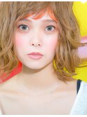 オレンジインナーカラー×ラインカラー/ミルクティ―ブラウン