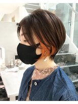 シェリ ヘアデザイン(CHERIE hair design)&nbsp;ショートボブ×インナーオレンジ◎