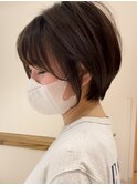 マロンベージュ/Aラインボブ/耳掛け