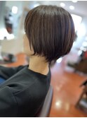 大人可愛い20代30代40代黒髪前下がりショートボブ丸みショート◎