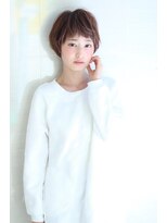 オーロ 緑地公園店(ORO)&nbsp;ことりベージュネイビーカラー毛先パーマ小顔ワンサイドショート