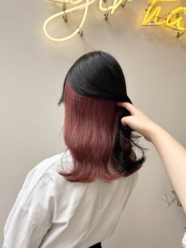アジールヘア 北千住駅西口店(agir hair) インナーピンクカラー　インナーカラー