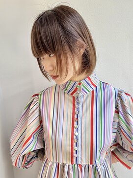 ラミエバイメルト 下北沢(lamie by melt) 村上/顔まわりレイヤーブラウン切りっぱなしボブ大人かわいい