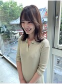 顔まわりレイヤー 顔まわりカット 鎖骨ミディアム