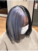 艶髪ネイビーグレーアッシュブラック大人美人