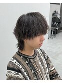 ダークアッシュニュアンスパーマ韓国マッシュベリーショート