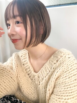 アコロン(acoron) 小顔カット_毛先パーマ_ことりベージュ_黒髪ウォーターフォール