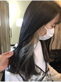 『モノトーン×インナーカラー☆暗髪とのコントラストデザイン』