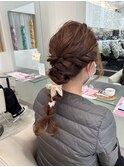 リボン編みおろしスタイル/ヘアセット/結婚式/二次会/20代30代