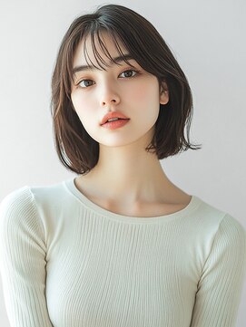 ミロア 薬院(miroa) シースルーバング 外ハネボブ ブラウンベージュ 20代30代 艶髪