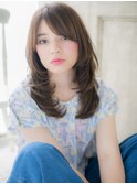 mod's姪浜/斜めバングバタフライカット顔周りレイヤーロングj
