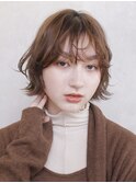 くびれショートボブ_ハイライトカラーオリーブカラー_57137