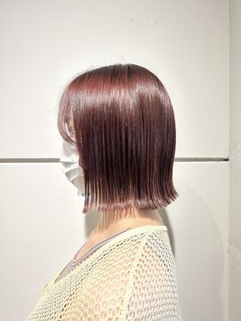 ルー(loup) ボブ/切りっぱなしボブ/ピンクブラウン/ピンクカラー/福岡/天神