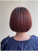 ツヤ感◯ブリーチなし◯ボブ◯オレンジ◯オレンジベージュ