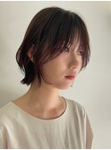ハイトーンカラー外国人風ボブ切りっぱなし外ハネナチュラルボブ