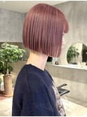 20代30代ダブルカラーシアーピンクラベンダーぷつっとボブ
