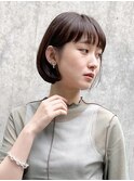 ボブ丸みくせ毛多毛はねない切りっぱなし