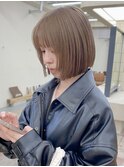 ブリーチなし切りっぱなしボブミディアムレイヤーボブ夏カラー