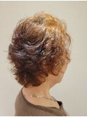 60代70代×シニアショートレイヤー×パーマ×ヘアマニキュア