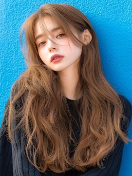 秋冬カラーキャラメルブラウン/大人モードロングこて巻きパーマ