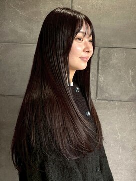 縮毛矯正 黒髪 グレージュ 透明感カラー 艶髪 髪質改善 20代 