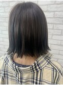 外ハネぱつっとボブ×暗髪ツヤ感カラー