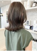 福山市美容室Caary人気 春ミディアムくすみオリーブカラー