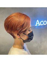 アコ(Aco)&nbsp;オレンジ/マッシュ/かりあげ女子/ブリーチ/ダブルカラー