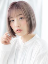 ドクターズサロン LAB 小山店&nbsp;ミルクティーピンクの透けバングぶつ切りボブo小山10代20代30代