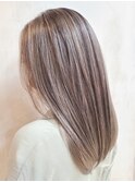 ミディアム/ブリーチカラー/ミルクティー/ベージュ/ハイライト