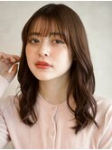 デジタルパーマ　ミディアム　ベージュ　チェリーブラウン　ボブ