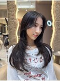 ミニウルフチェリーブラウンブリーチなしレイヤー韓国前髪/池袋