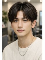 アンフィニー 銀座(ANFINI)&nbsp;黒髪メンズ短髪東京銀座無造作パーマくせ毛風アップバングmens