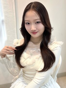 アンニュ(annuy) 顔周りレイヤー 韓国ヘア ダークブラウン ワンホンレイヤー