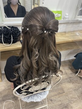 アチーブ エムプラス 茶屋町店(Achieve m +) リボンハーフアップ【大阪梅田茶屋町ヘアセット専門店Achieve m+