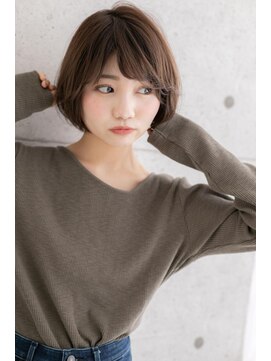 ミック ヘアアンドメイク アップ 駒込店(miq Hair&Make up) 斜めバング×前下がりで小顔大人かわいいナチュラルボブc1