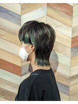 ヘアートゥリース(hair trees) マッシュウルフ×エメラルドグリーン