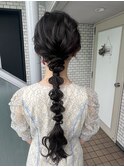 編みおろし　玉ねぎヘア　フィンガーエイト　お呼ばれヘア
