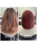 ガルボヘアー 桟橋店(garbo hair)&nbsp;ピンク　ケアブリーチ　ボブ　トリートメント