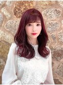 20代30代ヨシンモリ韓国ヘアくびれヘア前髪カットピンクブラウン
