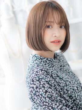 モッズヘア 越谷(mod's hair) 暖色系カラー前下がり切りっぱなしミニボブc5越谷20代30代40代