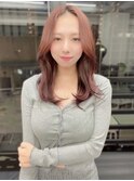 韓国くびれヘア ハイトーン ブリーチ パールピンク 透明感カラー
