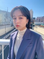 ローウェ 名駅(Louwe)&nbsp;切りっぱなし小顔ロングボブアッシュブラウン[名駅/名古屋駅前]