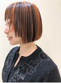 【PAAQ田中智大】アンブレラカラー×オレンジボブ（段カット）