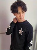 波巻きパーマツーブロマッシュ