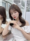 グレージュカラー/韓国トレンドくびれヘア/レイヤーカット/学割